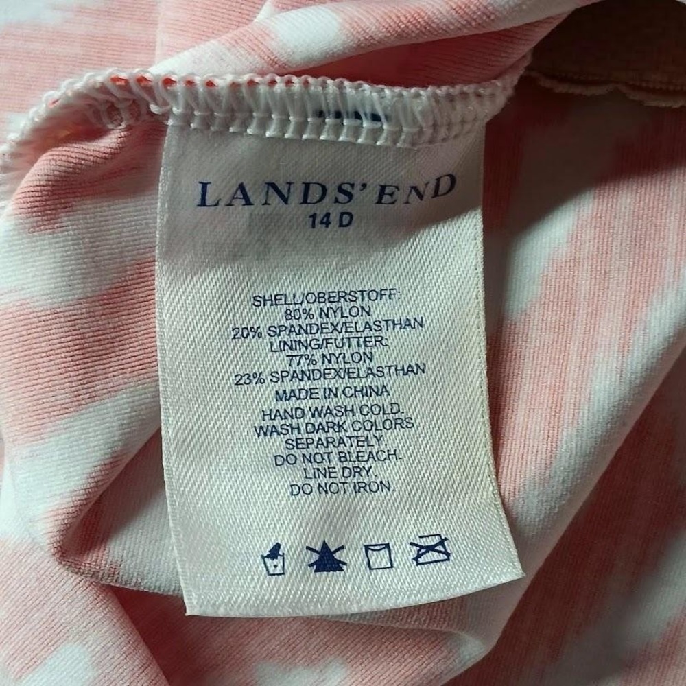 Lands' End‎ Tankini Top Womens 14D Orange Ikat Racerback Built In Bra Swim - Picture 3 of 6